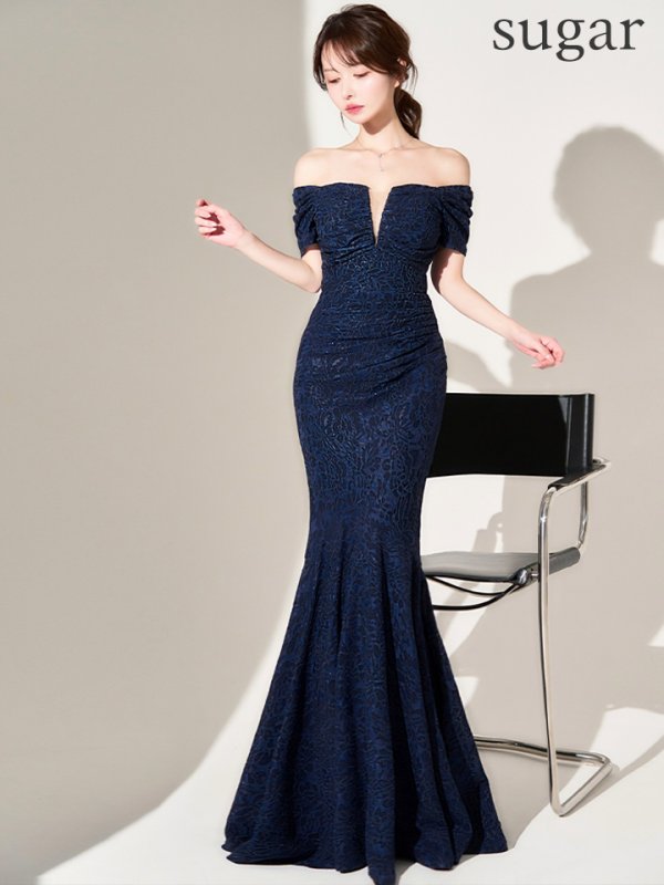 ネイビー　モデル：ゆめ　身長：160cm　着用サイズ：8号(Sサイズ)