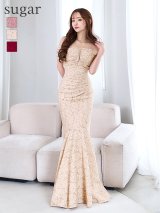 Lサイズあり【UNA VALERIE / ウナヴァレリェ】 花柄/ オフショルダー/ バストシアー/ ギャザー/ タック/ マーメイド/ ロングドレス long[OF05]