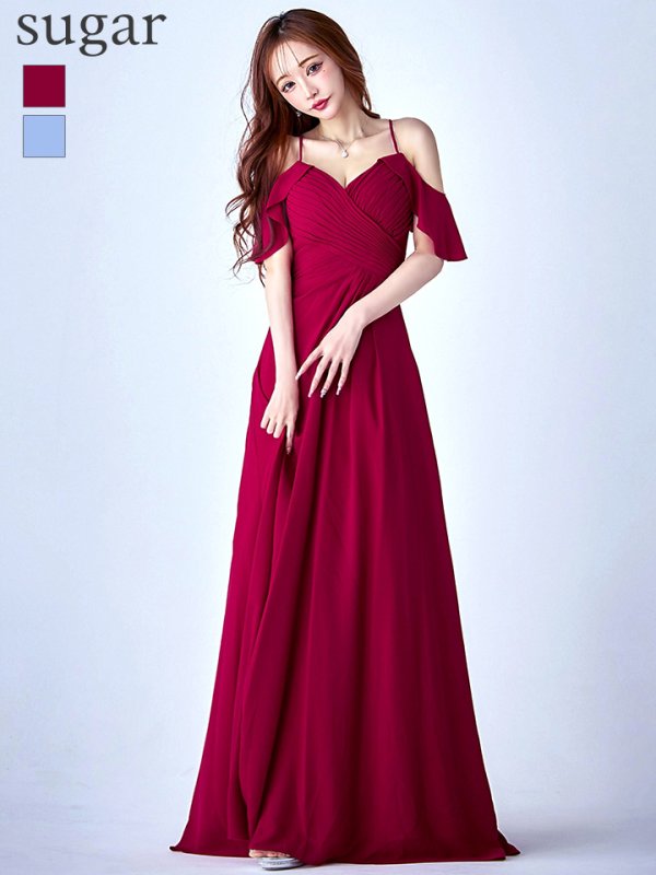 ダークレッド モデル：真優川咲　身長：158cm　着用サイズ：8号(Sサイズ)