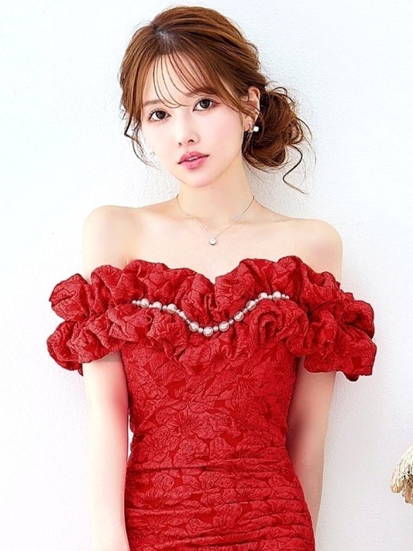 ダークレッド　モデル：ゆめ　身長：160cm　着用サイズ：8号(Sサイズ)