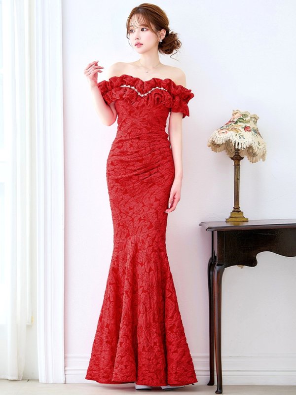 ダークレッド　モデル：ゆめ　身長：160cm　着用サイズ：8号(Sサイズ)