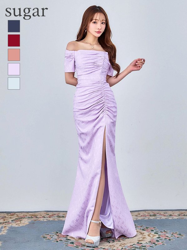 スモーキーラベンダー モデル：真優川咲　身長：158cm　着用サイズ：8号(Sサイズ)