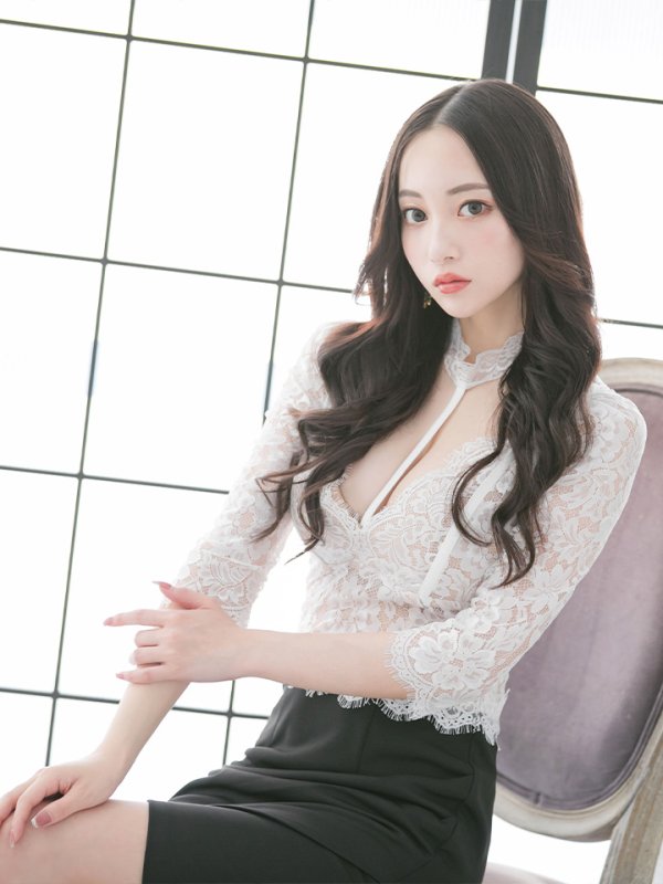 画像2: 【Andy GLAMOROUS/アンディグラマラス】チョーカーデザイン/ バイカラー/ レース/ 切り替え/ 袖あり/ タイト/ ミニドレス/ キャバドレス[FB03]