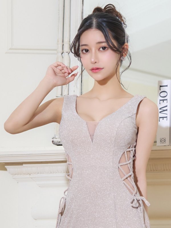 画像13: 【Andy GLAMOROUS/アンディグラマラス】ラメニット/ シアー/ 編み上げ/ スリット/ タイト/ ロングドレス/ キャバドレス long[OF05]