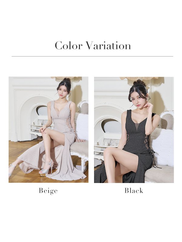 画像29: 【Andy GLAMOROUS/アンディグラマラス】ラメニット/ シアー/ 編み上げ/ スリット/ タイト/ ロングドレス/ キャバドレス long[OF05]