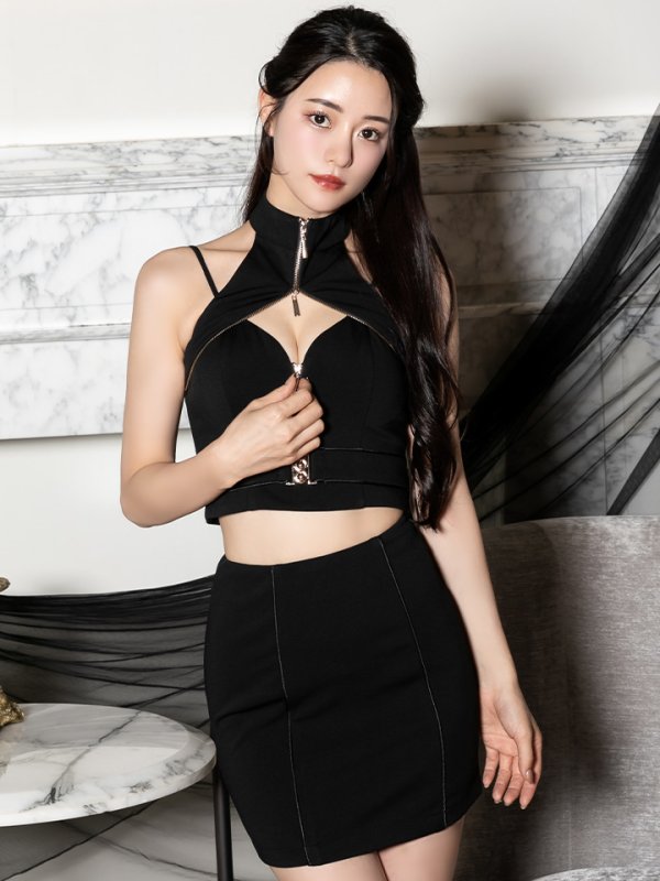 画像24: XSサイズあり【Andy GLAMOROUS/アンディグラマラス】フロントジップ/ ベルトデザイン/ ノースリーブ/ ストレッチ/ タイト/ セットアップ/ ミニドレス/ キャバドレス[OF05]