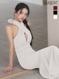 【Andy GLAMOROUS/アンディグラマラス】クロスホルターネック/ バストシアー/ ストレッチ/ シンプル/ マーメイド/ ロングドレス/ キャバドレス long[OF05]