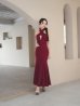ワインレッド モデル：まおちゃる　身長：158cm　着用サイズ：Sサイズ