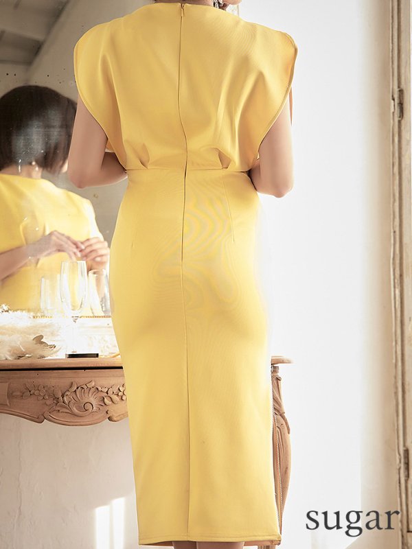 画像22: XSサイズあり【Veautt/ヴュート】【OF05】アッパーバルーン/ ギャザー/ ファスナー/ タイト/ ひざ丈/ ミディアム/ キャバドレス