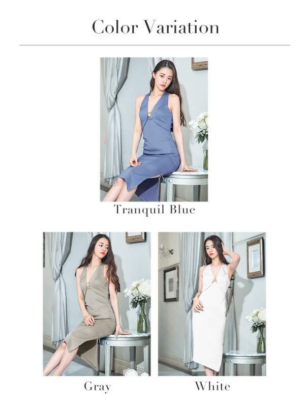 画像28: XSサイズあり【Veautt/ヴュート】【OF05】バストリング/ バックオープン/ ワンカラー/ ノースリーブ/ タイト/ ミディアムドレス/ キャバドレス