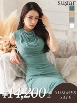 【サマーセール開催中！! 】XSサイズあり【Veautt/ヴュート】ハイネック/ ドレープ/ アシンメトリー/ ビジュー/ タイト/ ひざ丈/ ミディアム/ キャバドレス[OF05]