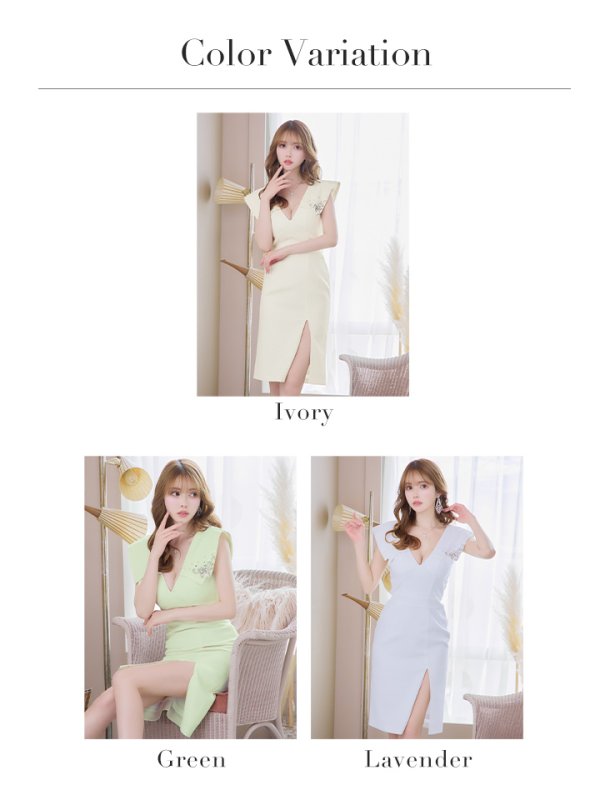 画像22: XSサイズあり【Veautt/ヴュート】【OF05】ツイード/ ビックカラー/ ビジュー/ ひざ丈/ タイト/ ミディアムドレス/ キャバドレス