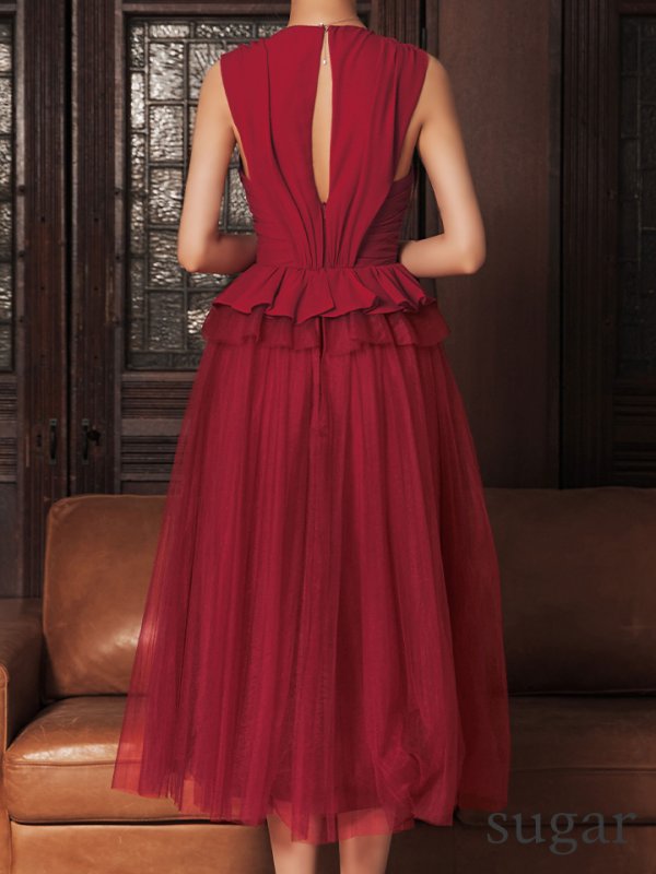 ワインレッド　モデル：ゆりお　身長：165cm　着用サイズ：Sサイズ