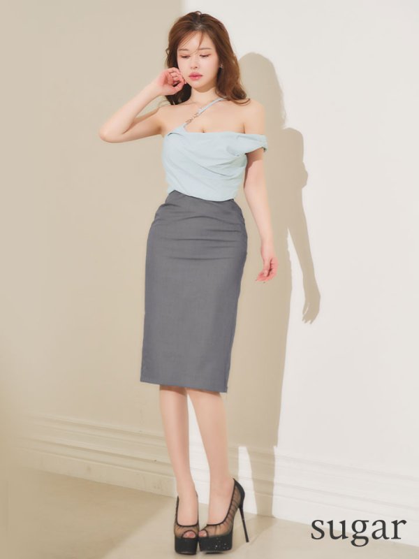 ブルー×グレー　モデル：ゆめ　身長：160cm　着用サイズ：Sサイズ