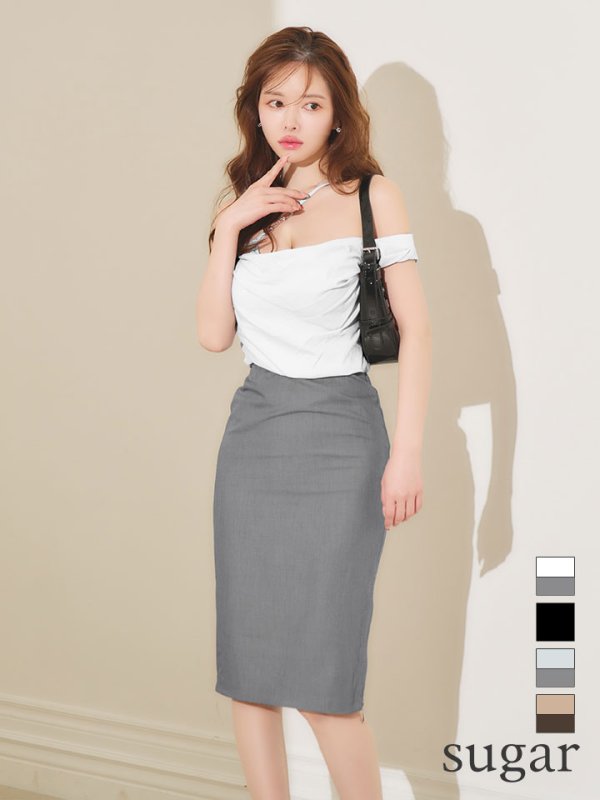 ホワイト×グレー　モデル：ゆめ　身長：160cm　着用サイズ：Sサイズ