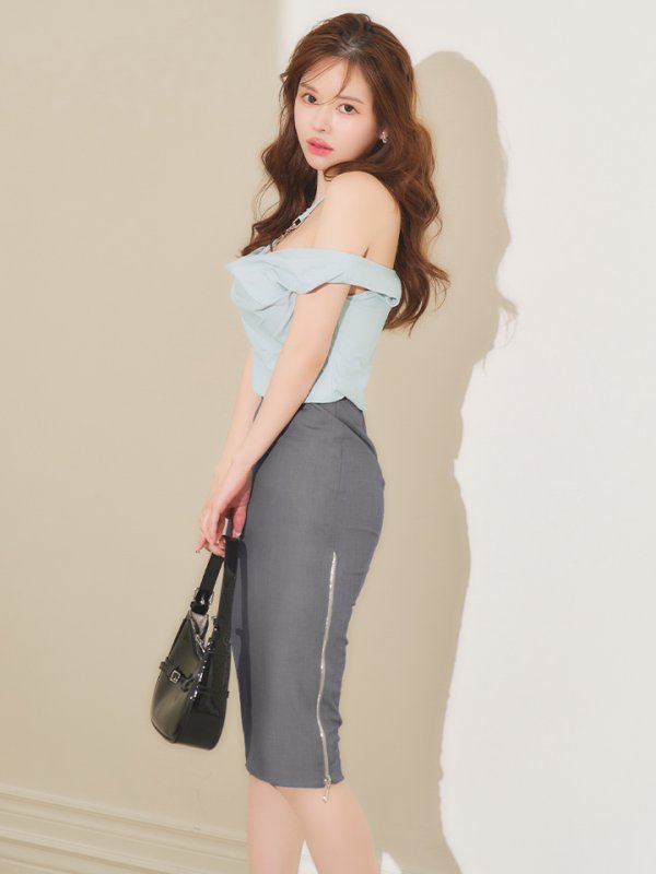 ブルー×グレー　モデル：ゆめ　身長：160cm　着用サイズ：Sサイズ