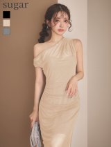 XSサイズあり【Veautt/ヴュート】ワンショルダー/ シアー/ メッシュ/ スリット/ タイト/ ミディアムドレス/ キャバドレス【OF05】