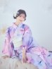 画像5: パステル水彩フラワーアンニュイ浴衣【浴衣３点セット 浴衣/帯/下駄】OBI-siwa-200-kj-13-OW / HIMO-906-yn-PEARL / HEKO-800-sb-5-W / GETA-01-kj-3-IV/ [YMT]