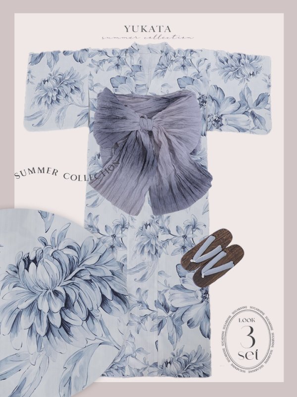 画像25: 【即日発送】大人グレイッシュ牡丹浴衣【浴衣３点セット 浴衣/帯/下駄】[YMT]