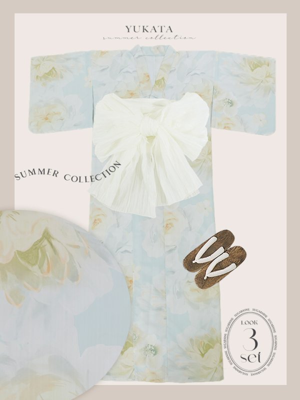 画像24: 【即日発送】ニュアンス牡丹ペールトーン浴衣【浴衣３点セット 浴衣/帯/下駄】[YMT]