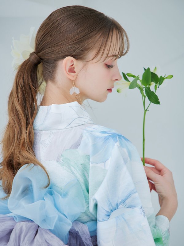 画像33: 【即日発送】【浴衣セール！】大柄アイシーミントフラワー浴衣【浴衣３点セット 浴衣/帯/下駄】[YMT]