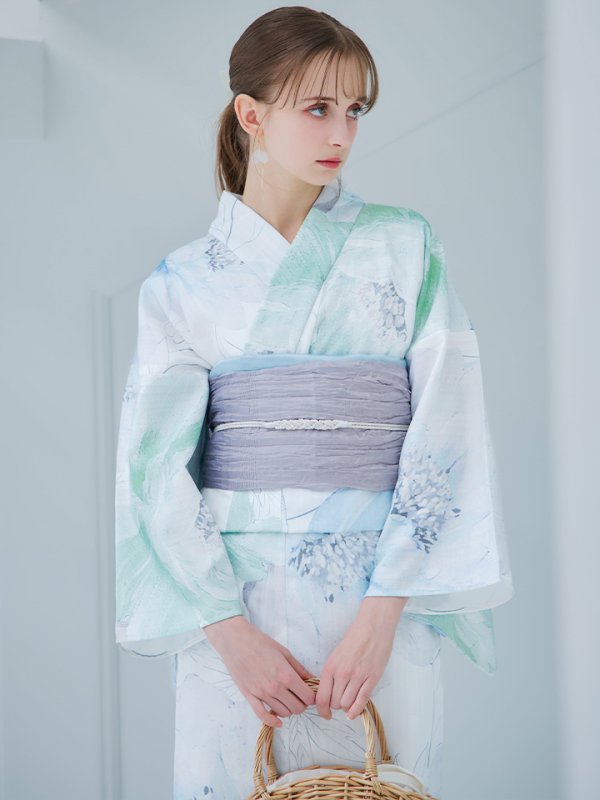 画像40: 【即日発送】【浴衣セール！】大柄アイシーミントフラワー浴衣【浴衣３点セット 浴衣/帯/下駄】[YMT]