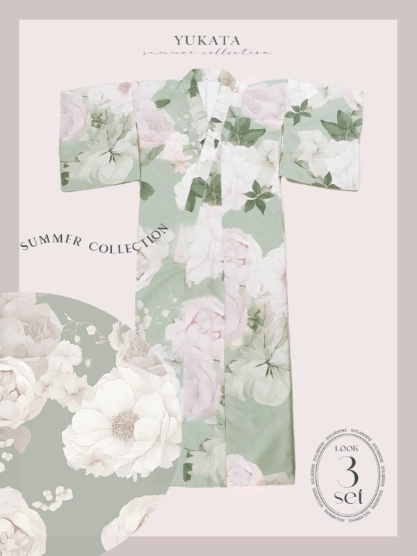 画像24: 【即日発送】アンティークフラワーモダン浴衣【浴衣３点セット 浴衣/帯/下駄】[YMT]