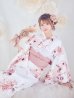 画像1: レッドブラウンブーケ浴衣【浴衣３点セット 浴衣/帯/下駄】OBI-siwa-200-kj-8-P / HIMO-900-yn-8-P / HEKO-800-sb-5-W /  GETA-01-kj-7-P/ [YMT] (1)