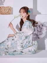 【予約 / 5月下旬発送予定】夢幻な水彩蒼牡丹浴衣 OBI-siwa-204-wk-3-LGY / HIMO-900-yn-5-IV / HEKO-800-sb-5-W / YA-1023-wk-BL / GETA-01-kj-3-IV/ [yo/YMT]
