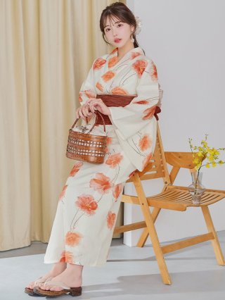 光映す橙花オレンジの花浴衣
