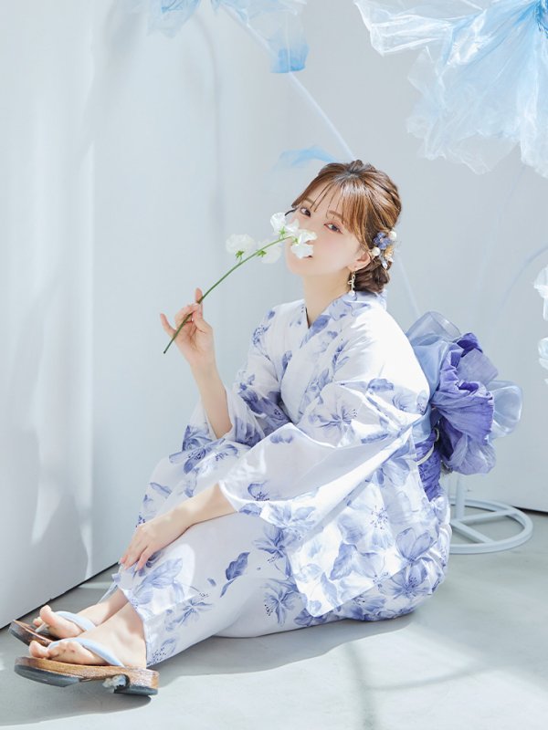画像39: 【即日発送】モダンフラワー大人エレガント浴衣【浴衣３点セット 浴衣/帯/下駄】[OF04]
