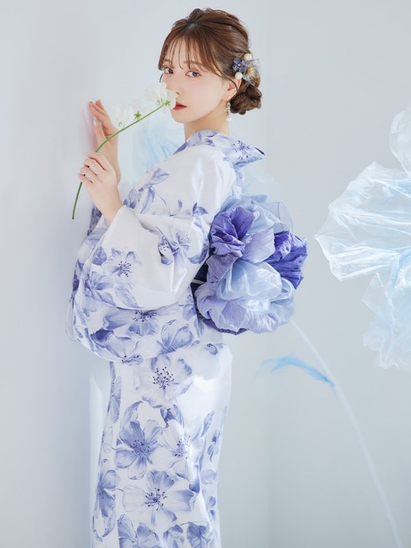 画像47: モダンフラワー大人エレガント浴衣【浴衣３点セット 浴衣/帯/下駄】[OF04]