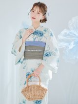 【即日発送】【浴衣セール！】ブルーグリーン花柄浴衣【浴衣３点セット 浴衣/帯/下駄】[YMT]