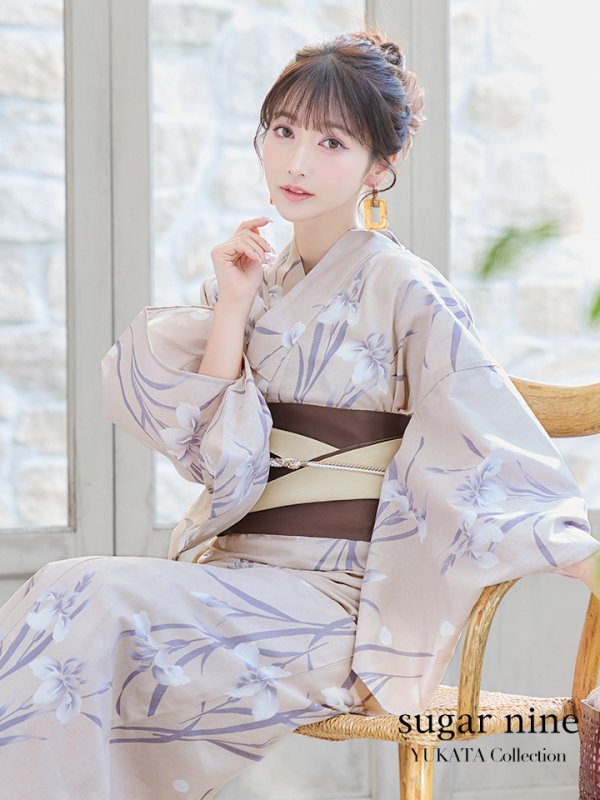 画像3: 【即日発送】ベージュ地×水仙の花浴衣 【浴衣３点セット 浴衣/帯/下駄】[YMT]