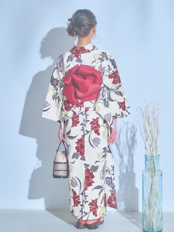 画像15: 【即日発送】レトロモダンフラワー浴衣【浴衣３点セット 浴衣/帯/下駄】[YMT]