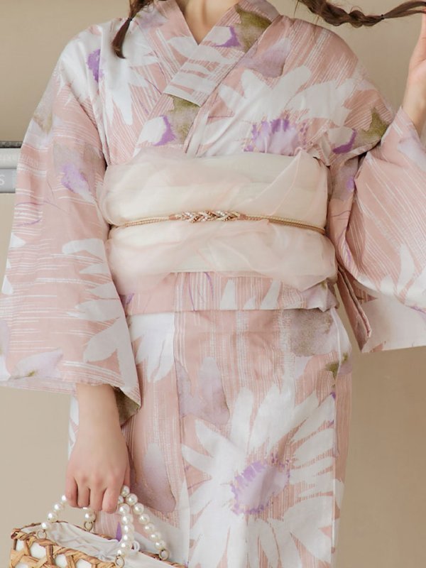 画像18: 【即日発送】大人レトロピンク浴衣【浴衣３点セット 浴衣/帯/下駄】[YMT]