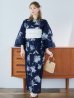 画像4: 【即日発送】ネイビー＆ブルー牡丹浴衣 OBI-siwa-202-ok-5-IV / HIMO-900-yn-5-IV / HEKO-800-sb-5-WH / YA-1025-wk-BL / GETA-02-ok-2-IV [YMT]