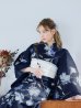 画像6: 【即日発送】ネイビー＆ブルー牡丹浴衣 OBI-siwa-202-ok-5-IV / HIMO-900-yn-5-IV / HEKO-800-sb-5-WH / YA-1025-wk-BL / GETA-02-ok-2-IV [YMT]