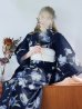 画像7: 【即日発送】ネイビー＆ブルー牡丹浴衣 OBI-siwa-202-ok-5-IV / HIMO-900-yn-5-IV / HEKO-800-sb-5-WH / YA-1025-wk-BL / GETA-02-ok-2-IV [YMT]