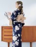 画像17: 【即日発送】ネイビー×ホワイトフラワー浴衣【浴衣３点セット 浴衣/帯/下駄】OBI-siwa-202-ok-2-PBE / HIMO-900-yn-7-MOC / HEKO-800-sb-3-BR / YA-1027-wk-IV / GETA-02-ok-4-MOC/ [YMT]