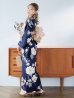 画像3: 【即日発送】ネイビー×ホワイトフラワー浴衣【浴衣３点セット 浴衣/帯/下駄】OBI-siwa-202-ok-2-PBE / HIMO-900-yn-7-MOC / HEKO-800-sb-3-BR / YA-1027-wk-IV / GETA-02-ok-4-MOC/ [YMT]