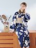 画像9: 【即日発送】ネイビー×ホワイトフラワー浴衣【浴衣３点セット 浴衣/帯/下駄】OBI-siwa-202-ok-2-PBE / HIMO-900-yn-7-MOC / HEKO-800-sb-3-BR / YA-1027-wk-IV / GETA-02-ok-4-MOC/ [YMT]