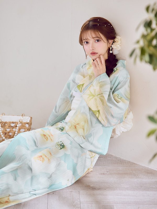 画像5: ニュアンス牡丹ペールトーン浴衣【浴衣３点セット 浴衣/帯/下駄】[YMT]