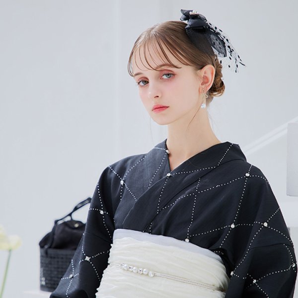 画像4: 【アクセサリー:ヘッドドレス】ドットレースビジューリボン帽 / カクテルハット / トーク帽【HC02】