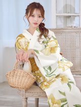 大正ロマン×和モダン水彩牡丹浴衣【浴衣３点セット 浴衣/帯/下駄】[YMT]