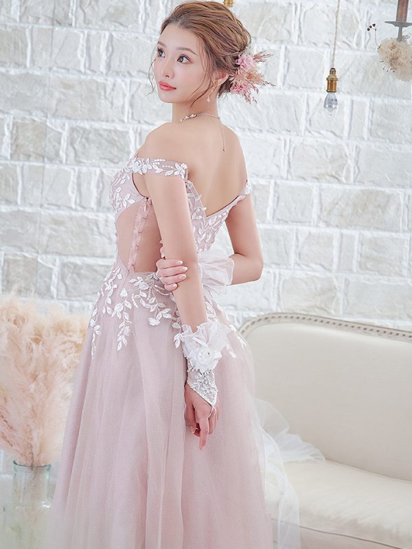 画像10: 【 関西コレクション着用】【Lip line/リップライン】フラワー刺繍/ オフショル/ ラメチュール/ スピンドル/ フレア/ Aライン/ ロングドレス/ キャバドレス long[HC03]