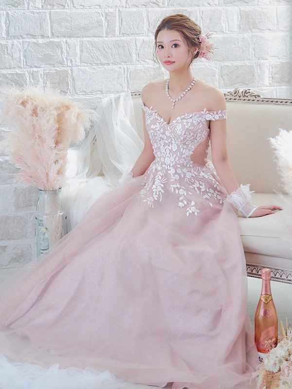 画像11: 【 関西コレクション着用】【Lip line/リップライン】フラワー刺繍/ オフショル/ ラメチュール/ スピンドル/ フレア/ Aライン/ ロングドレス/ キャバドレス long[HC03]