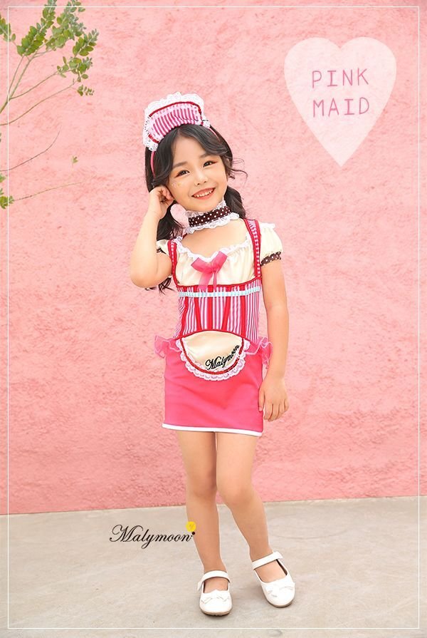 画像7: 【即日発送】アメリカンウェイトレキッズ女の子用（子供衣装ピンク）《ハロウィンコスプレ3点セット》【Malymoon/マリームーン】[HC02] 3540kidsML