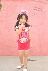 【即日発送】アメリカンウェイトレキッズ女の子用（子供衣装ピンク）《ハロウィンコスプレ3点セット》【Malymoon/マリームーン】[HC02] 3540kidsML