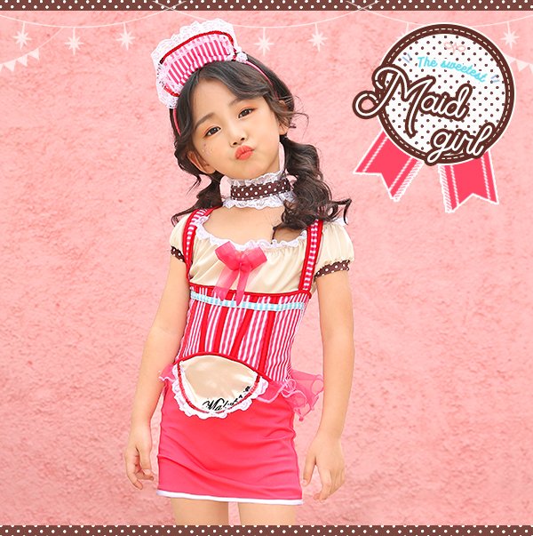 画像13: 【即日発送】アメリカンウェイトレキッズ女の子用（子供衣装ピンク）《ハロウィンコスプレ3点セット》【Malymoon/マリームーン】[HC02] 3540kidsML